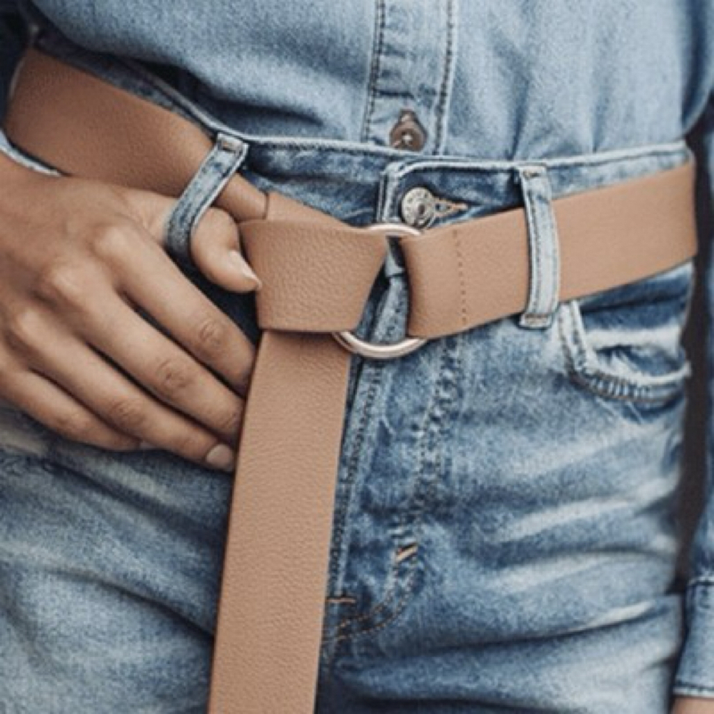 B-LOW THE BELT Mia Belt | Tan Pebbled Vegan Leather | NWT 50”